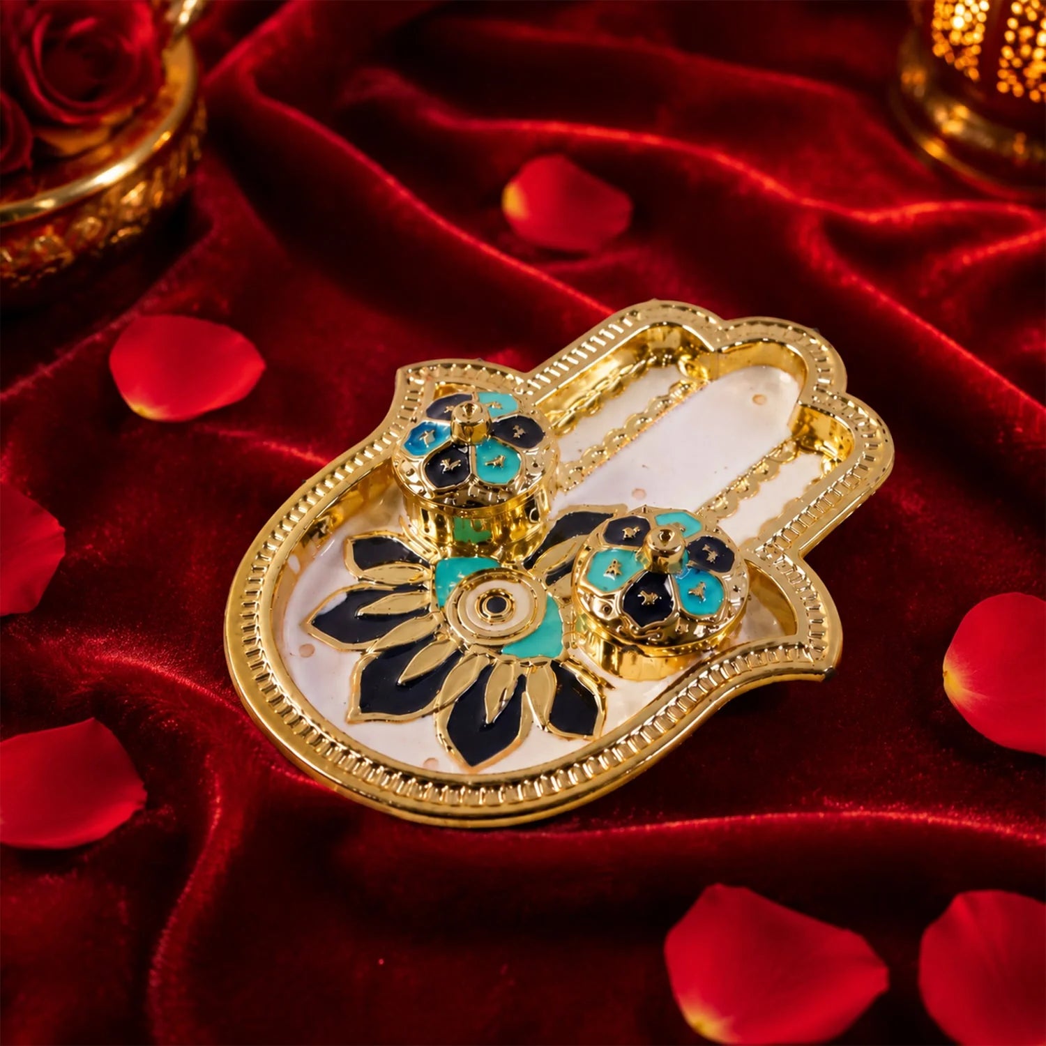 Hand Shaped Kankavati Kumkum Holder For Puja And Tilak Rituals (1 Pc)