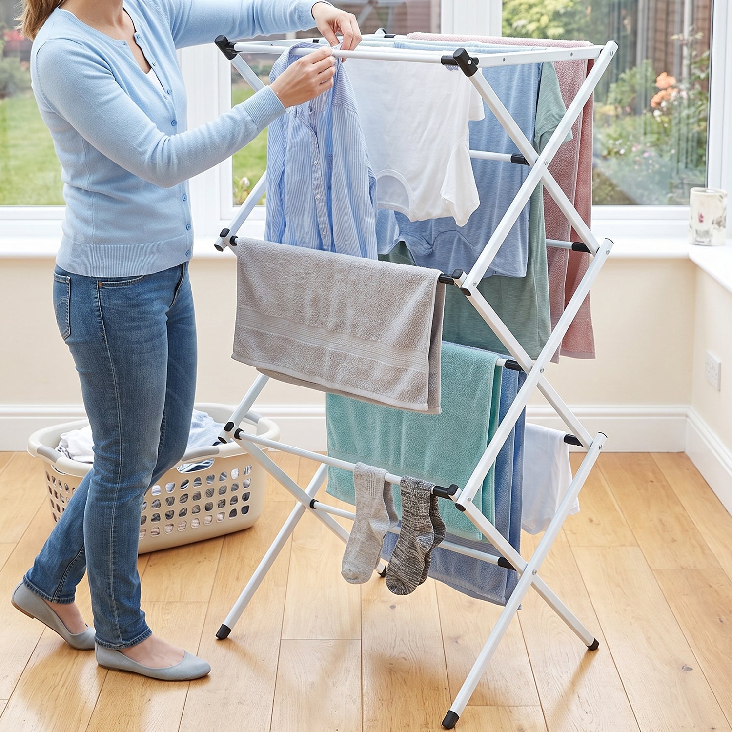 Metal Foldable Clothes Drying Rack 3 Tier Portable Laundry Stand (1 Pc)
