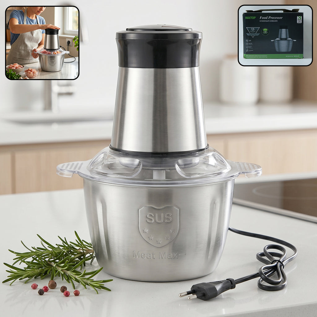 Electric Ss Food Processor 2 Litre Vegetable Chopper Mixer Grinder (1 Pc)