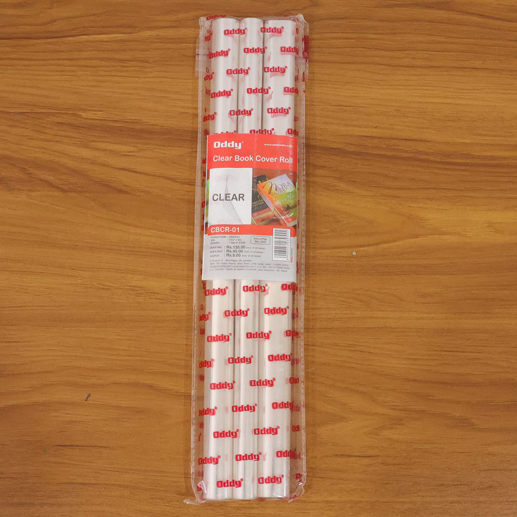 Oddy Clear Book Cover Roll (13.5 Inch X 5 Meter 3 Roll Set)