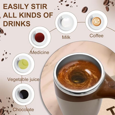 5545 Stirring Coffee Mug  Magnetic Stirring Coffee Cup  Stainless Steel Mug For Milk  Travel Mixing Cup  Self Stirring Coffee Mug Suitable For Coffee Milk Hot Chocolat  Battery Operated ( Battery Not Included )