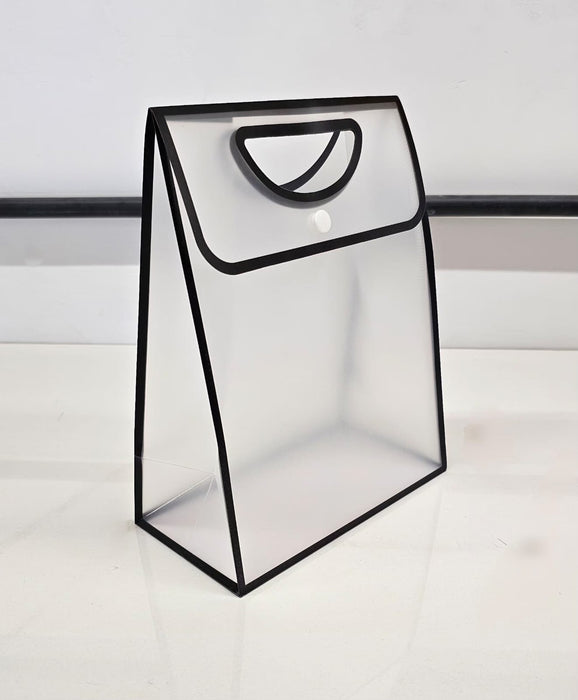 pack of 24pcs Translucent Gift Bag with Handle (18 x 23 x 13 CM) | Premium Semi Transparent Carry Bag for Gifts, Hampers, Wedding Return Gifts, Birthday & Festive Packing