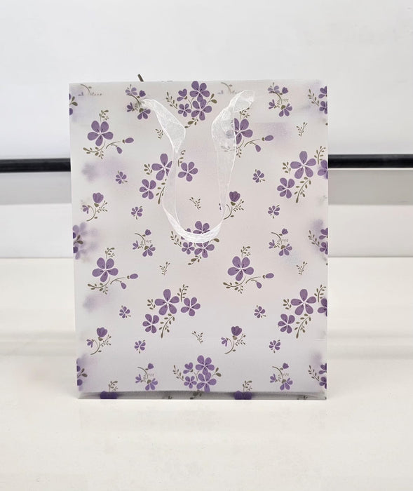 pack of 12pcs Floral Print Gift Bags with Ribbon Handle -19.5 x 24.5 x 9.5 cm