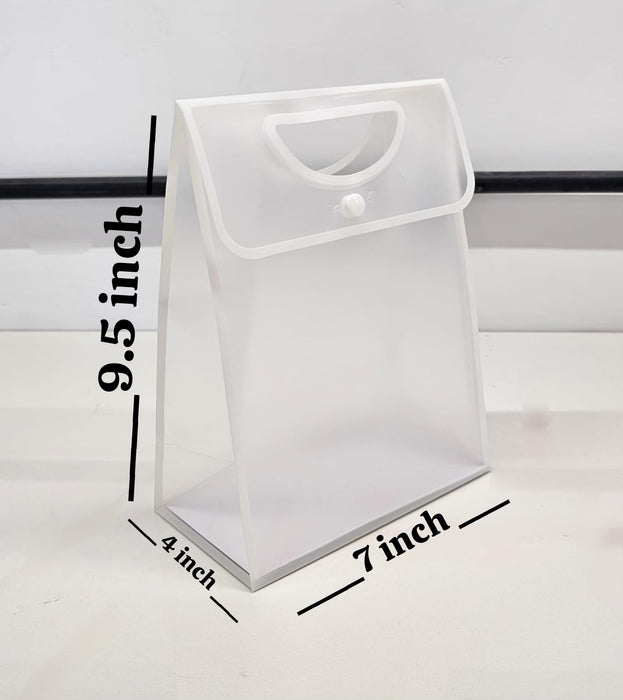 pack of 24pcs Translucent Gift Bag with Handle (18 x 23 x 13 CM) | Premium Semi Transparent Carry Bag for Gifts, Hampers, Wedding Return Gifts, Birthday & Festive Packing