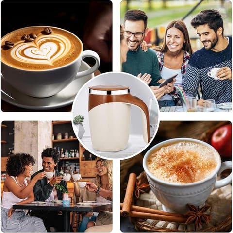 5545 Stirring Coffee Mug  Magnetic Stirring Coffee Cup  Stainless Steel Mug For Milk  Travel Mixing Cup  Self Stirring Coffee Mug Suitable For Coffee Milk Hot Chocolat  Battery Operated ( Battery Not Included )