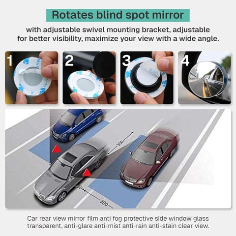 Car Blind Spot Side Mirror Round With Heavy Duty Plastic Spudger Pry Tool (2 Pcs Set)