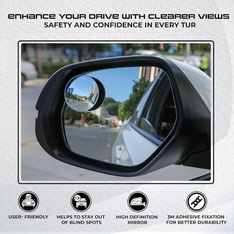 Car Blind Spot Side Mirror Round With Heavy Duty Plastic Spudger Pry Tool (2 Pcs Set)