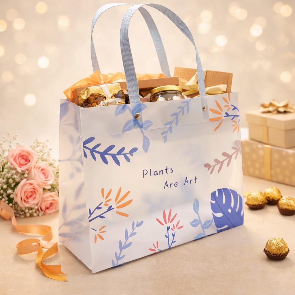 Floral  PVC Gift Bags 8×10×4 inches (small) - Image 8