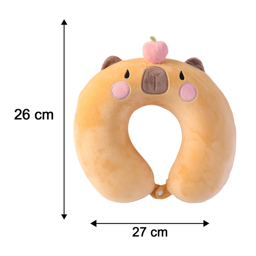 U-shaped Travel Neck Pillow Cute Capybara Soft Plush Pillow For Kids (1 Pc)