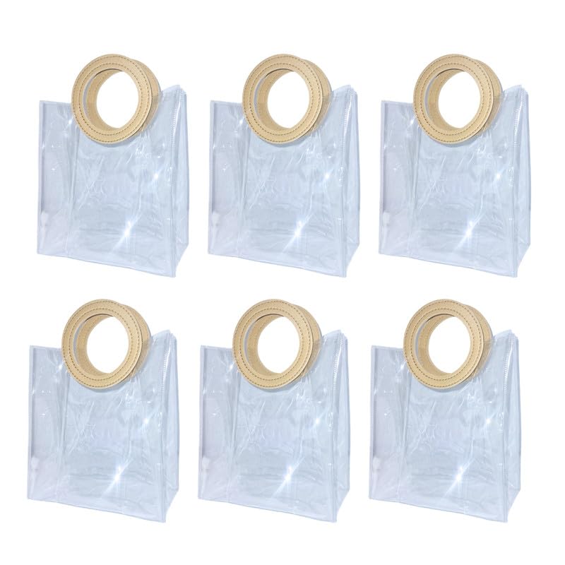 Small Transparent Bags with Circle Handle Gift Paper Bag, Carry Bags, Gift Bag, Gift for Birthday, Valentine, Marriage, Festivals, Season's Greetings and Events (Cream) (Small) - Image 2