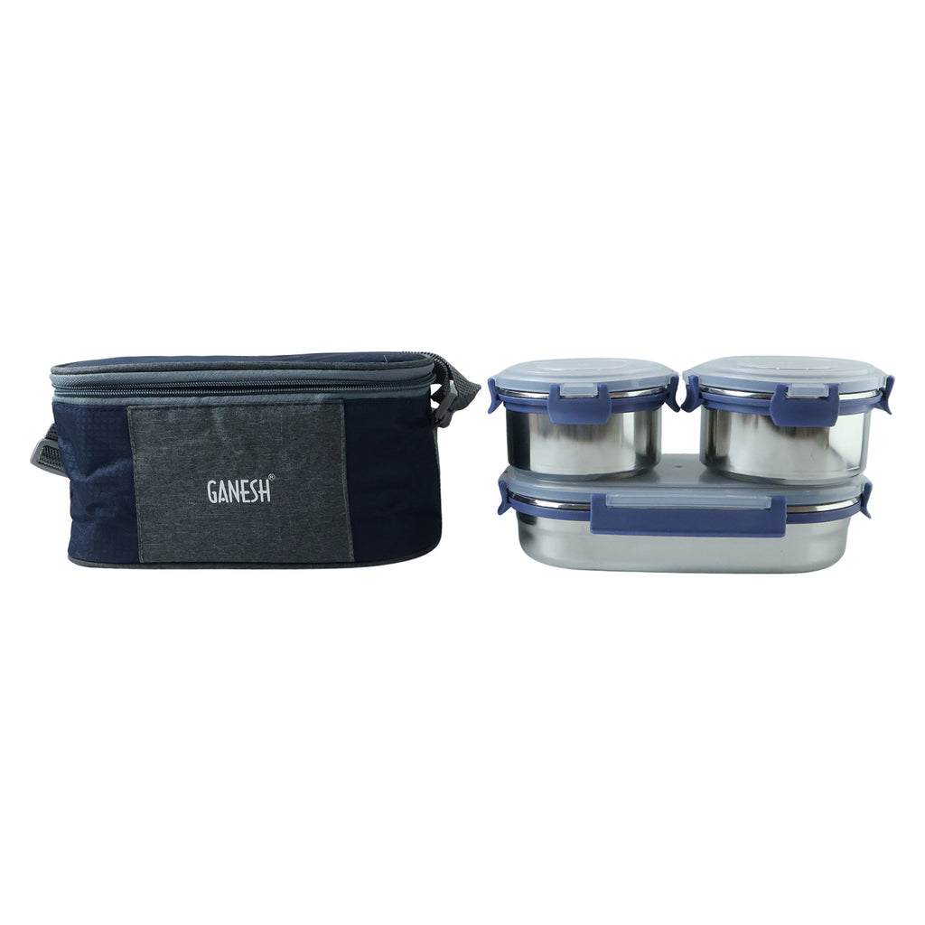 Ganesh Neo Fusion 3 Stainless Steel Lunch Box Set (1 Set)