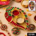 Leaf Shaped Kankavati Kumkum Holder For Puja And Tilak Rituals (1 Pc)