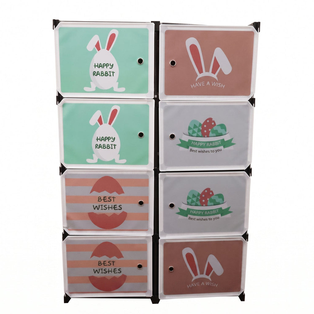 8 Compartment Modular Plastic Kids Storage Cabinet Wardrobe (1 Set)