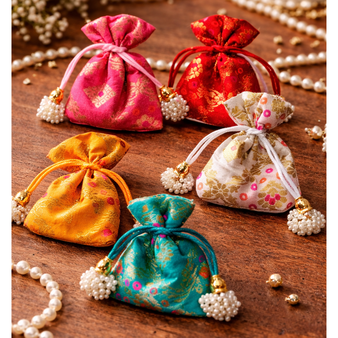 Small mini Jute Potli Bags Coin Pouch for Marriage, Return, Birthday Gifting | Handmade Bags for functions, Rakhi,Raksha bandhan,Gifts Packing, jewellery, Sweets, Dry fruits, chocolate, Party. - Image 1
