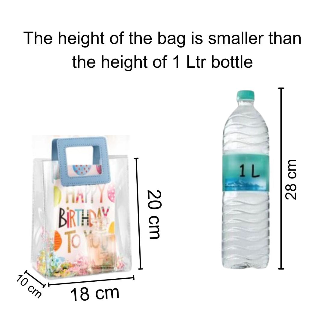 Small Transparent Bags with Square Handle Gift Paper Bag, Carry Bags, Gift Bag, Gift for Birthday, Valentine, Marriage, Festivals, Season's Greetings and Events (Blue) (Small)(18 x 9 x 24 cm) - Image 2