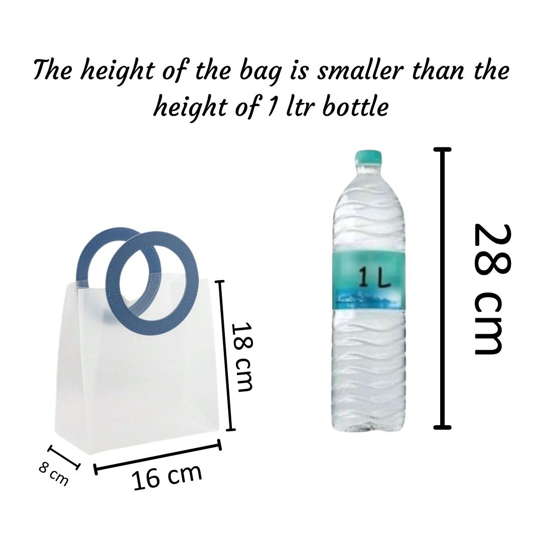 Small Size( 18.5 x 8 x 16 cm) Translucent  Bags with Round Handle Gift Paper Bag, Carry Bags, Gift Bag, Gift for Birthday, Valentine, Marriage, Festivals, Season's Greetings and Events (Small) Blue - Image 2