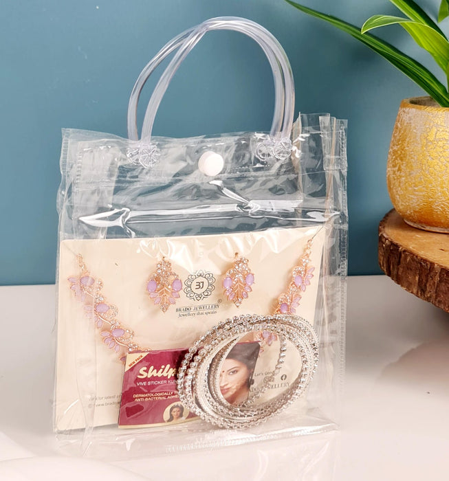 pack of 40pcs Transparent PVC Plastic Bag Goodie Bags With Handle Gift bag, Carry Bags, gift bag, gift for Gifting, Return Gifts, Birthday, Wedding, Party, Festivals, Events(Small)(18 x 15 x 6 cm)