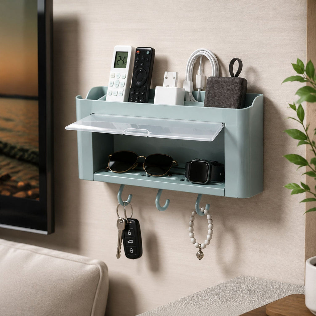 Wall Mounted Multi Storage Organizer Shelf with Hooks for Bathroom (1 Pc) - Image 7