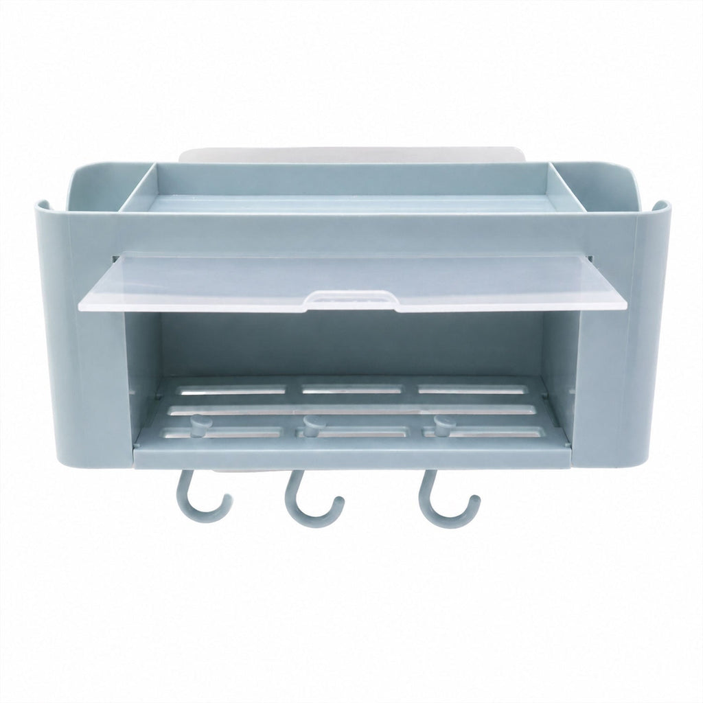 Wall Mounted Multi Storage Organizer Shelf with Hooks for Bathroom (1 Pc) - Image 5