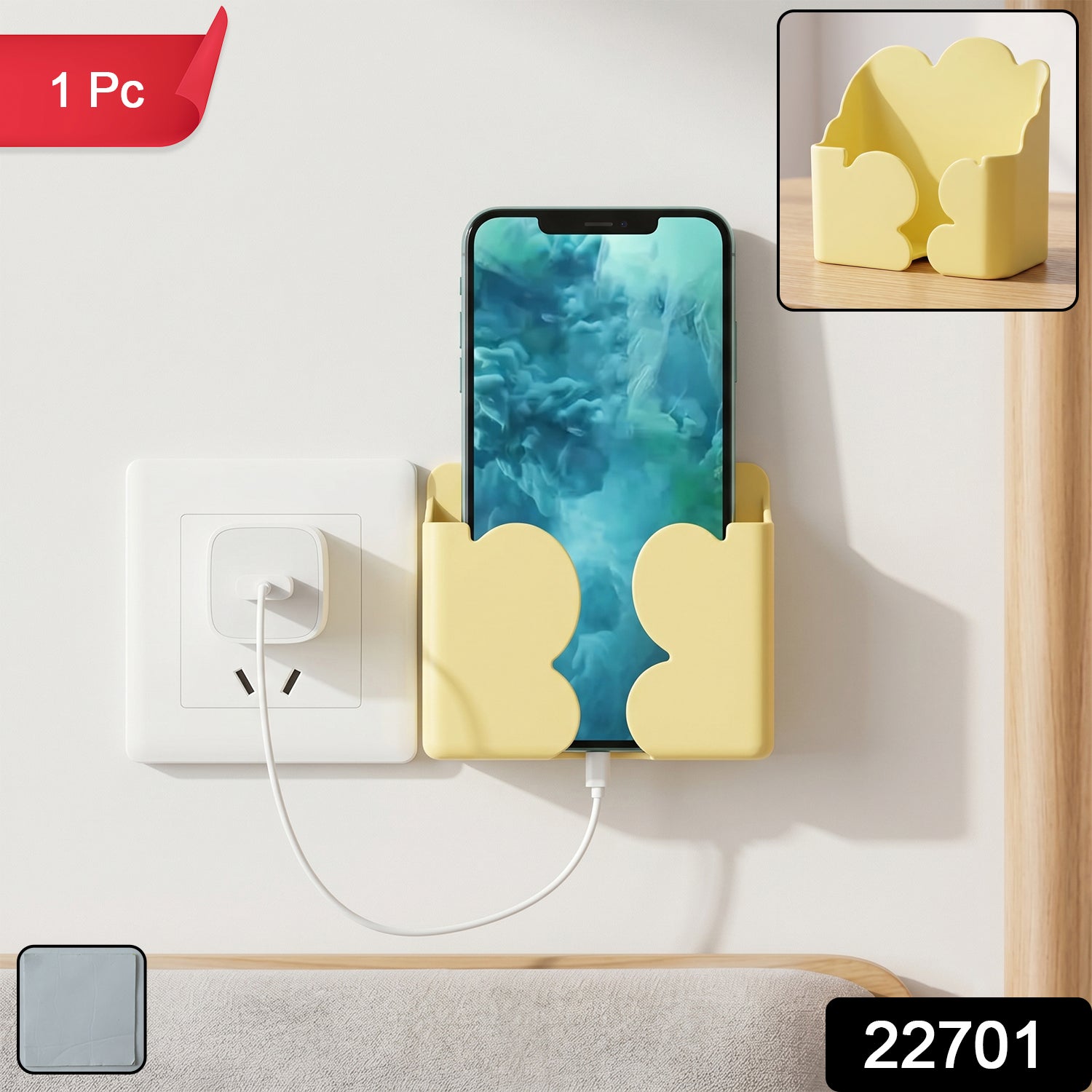 Wall Mount Mobile Phone Holder Self Adhesive Charging Stand For Home (1 Pc)