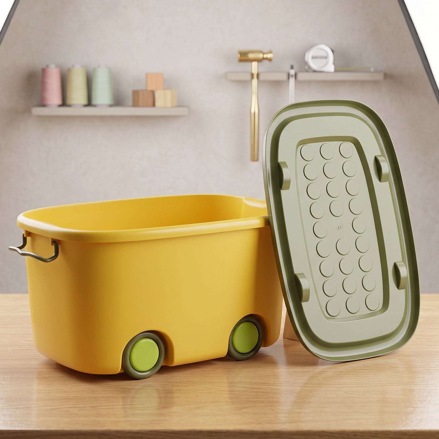 Rolling Storage Container Box With Wheels And Lid 25 Litre For Toys (1 Pc)