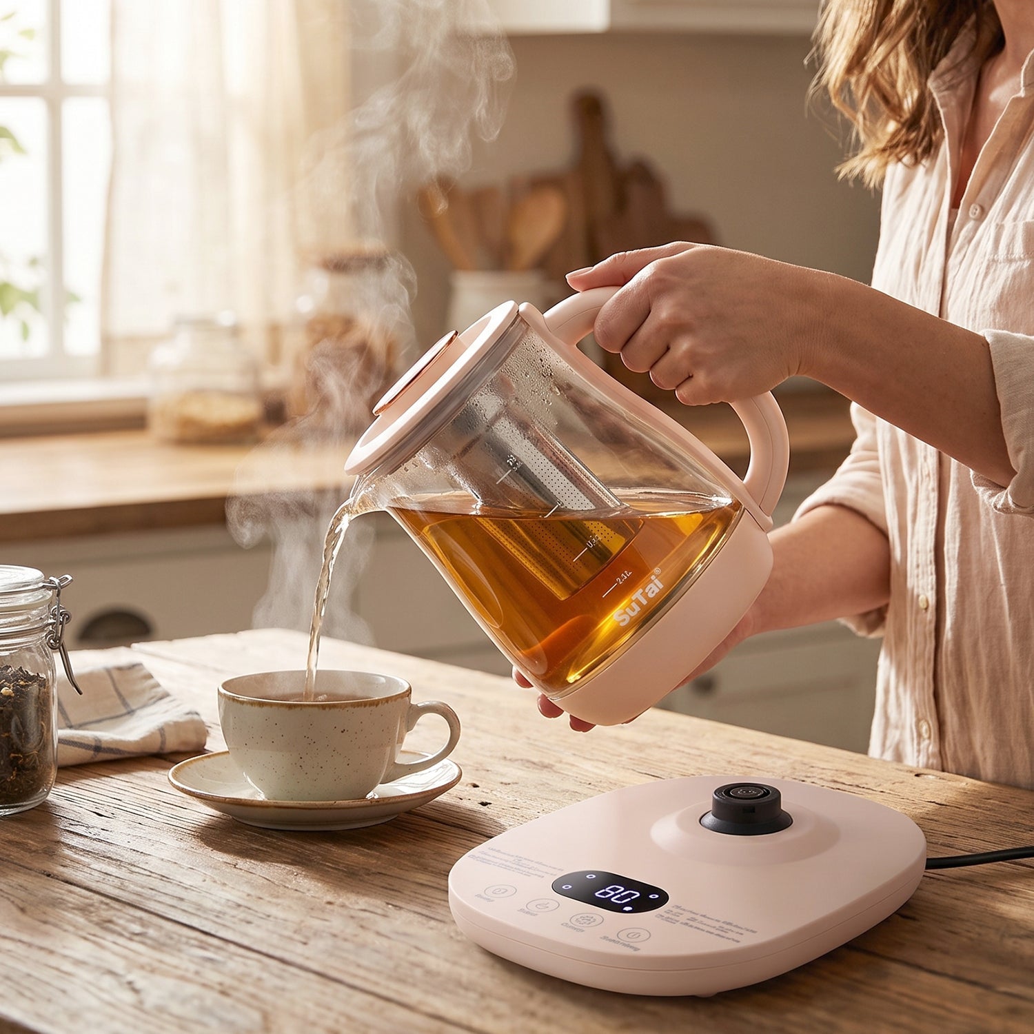 Suta Electric Glass Kettle 2.3l Tea Maker With Infuser And Temperature Control (1 Pc)