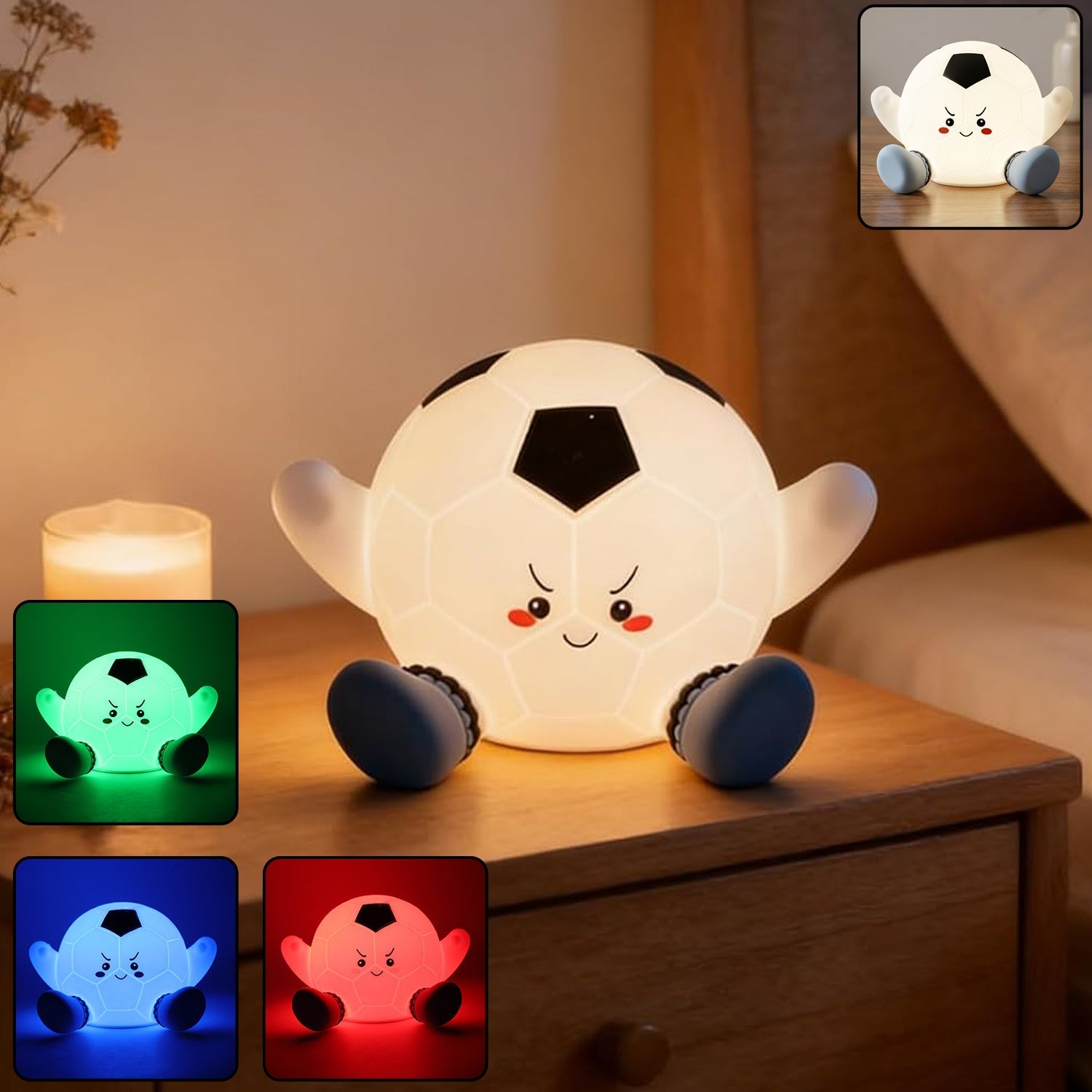 Silicone soccer ball pat night light