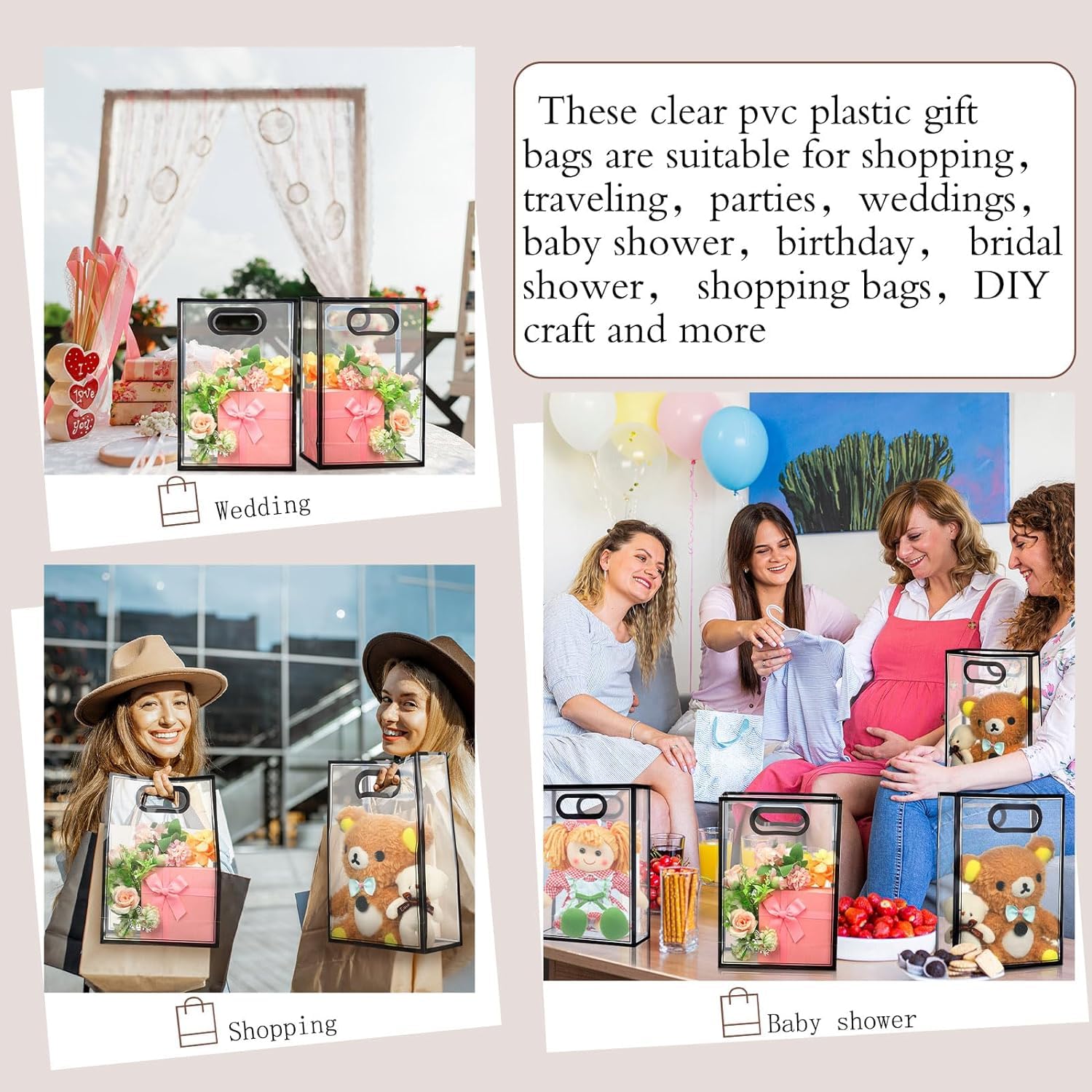 Big Size (30 X 12 X 40 CM) Transparent Bag Goodie Bags, Clear Gift Bag, Hamper Bag,Carry Bags,Shopping Gift Bag,Gifting,Presents,Return Gifts,Birthday,Festivals,Events - Image 6