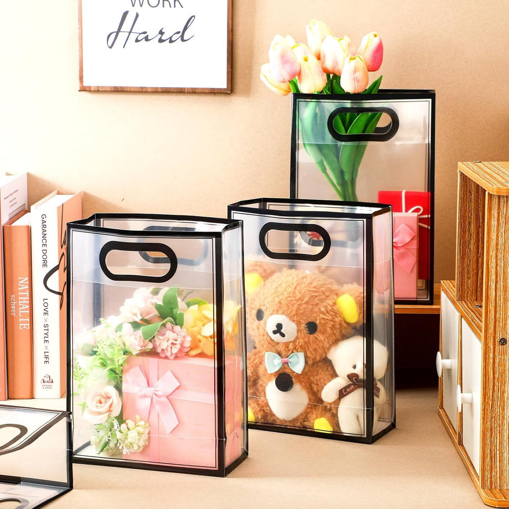 (24 X 10 X 35 CM) Transparent Bag Goodie Bags , Clear Gift Bag, Hamper Bag,Carry Bags,Shopping Gift Bag,Gifting,Presents,Return Gifts,Birthday,Festivals,Events (Black) - Image 2