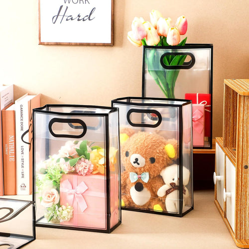 (24 X 10 X 35 CM) Transparent Bag Goodie Bags , Clear Gift Bag, Hamper Bag,Carry Bags,Shopping Gift Bag,Gifting,Presents,Return Gifts,Birthday,Festivals,Events (Black) - Image 2