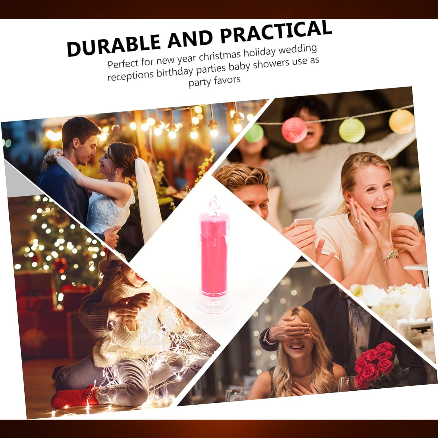 8438 Red Led Flameless Candles Battery Operated Pillar Candles Flickering Realistic Decorative Lamp Votive Transparent Flameless Ornament Tea Party Decorations For Hotel Scenehome Decor Restaurant Diwali Decoration Candle Crystal Lamp (1 Pc)