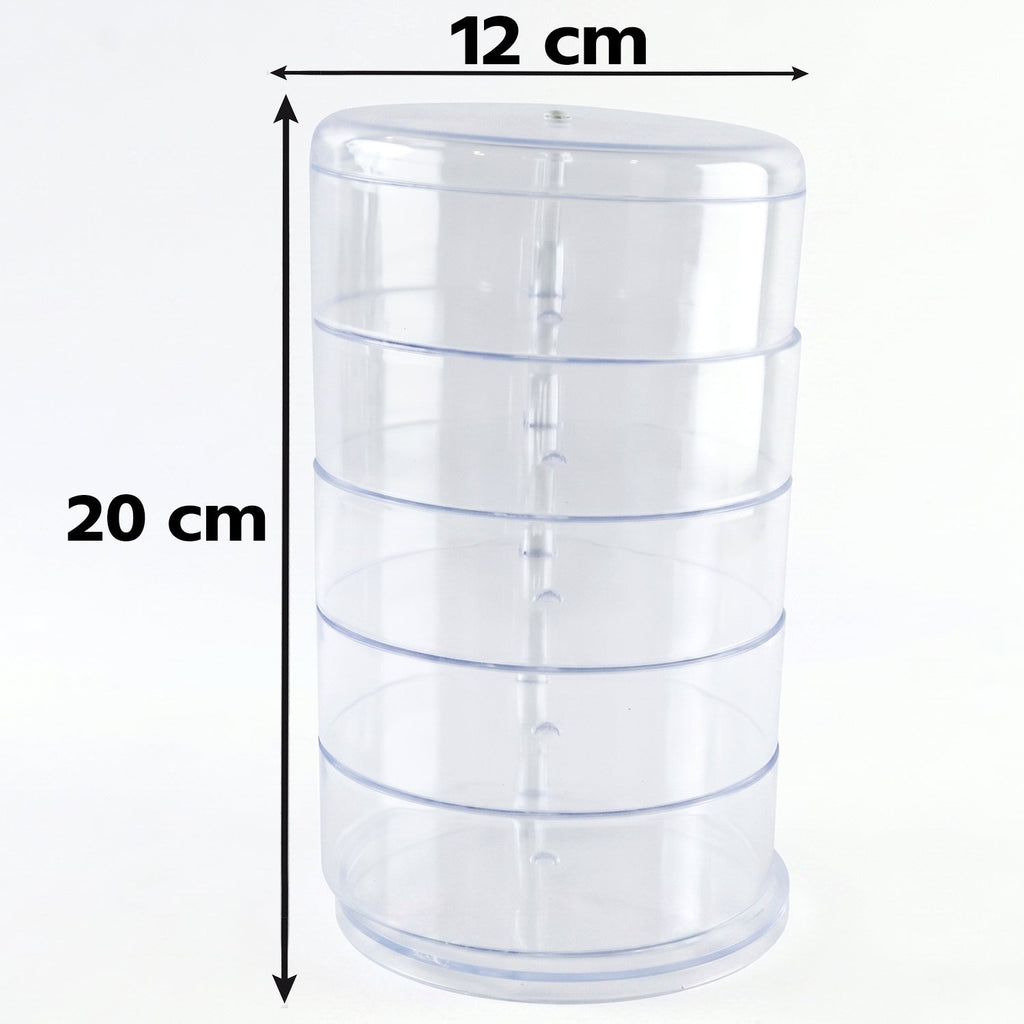 5 Layer Rotating Jewelry Storage Box Organizer For Rings Earrings Watches (1 Pc)