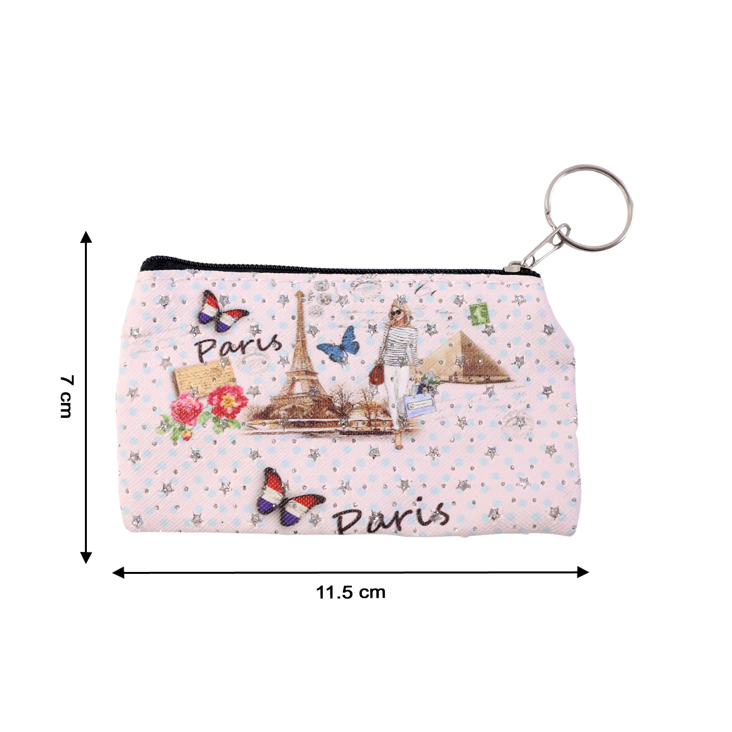 Small Paris Print Zipper Coin  Stationery Pouch (1 Pc)