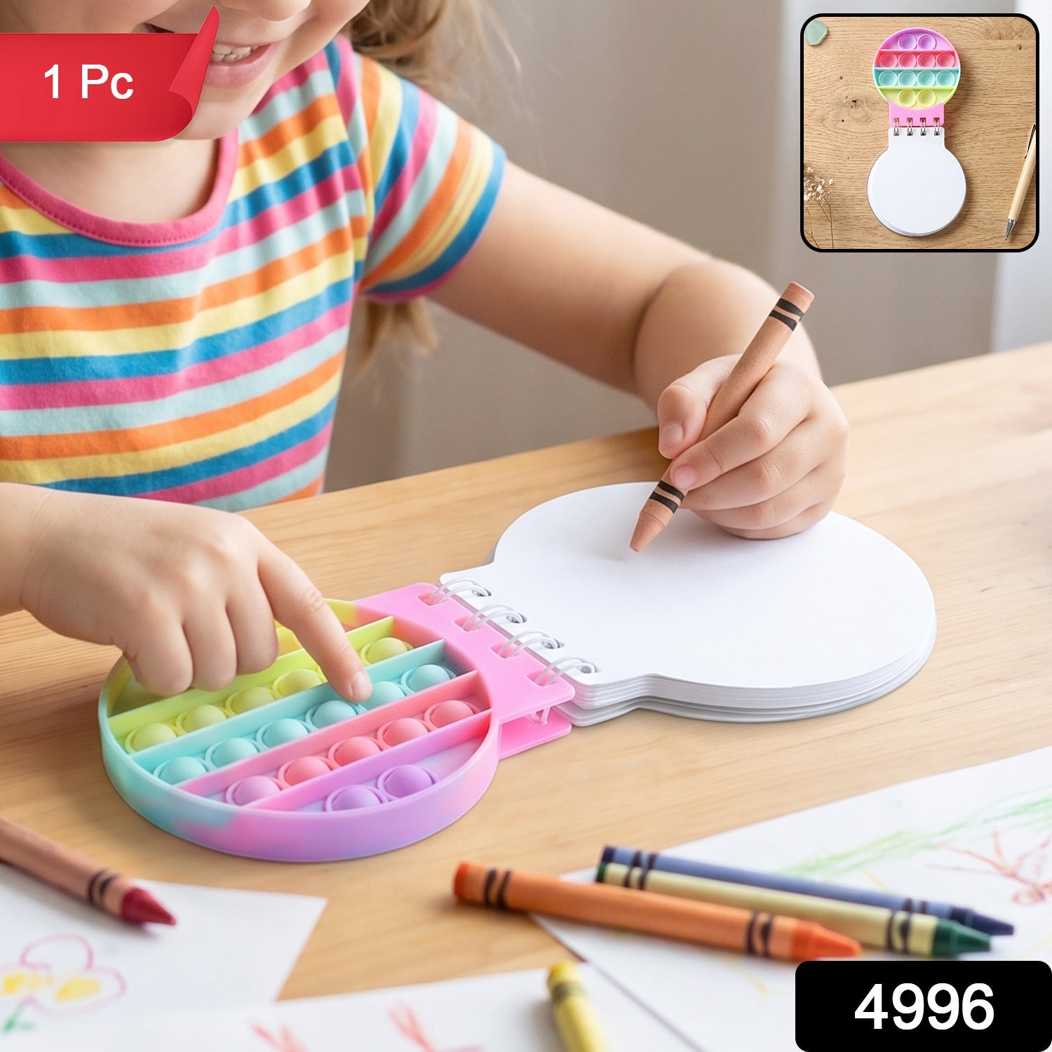 Mini Pop It Diary Fidget Notebook For Kids Rainbow Silicone Bubble (1 Pc)