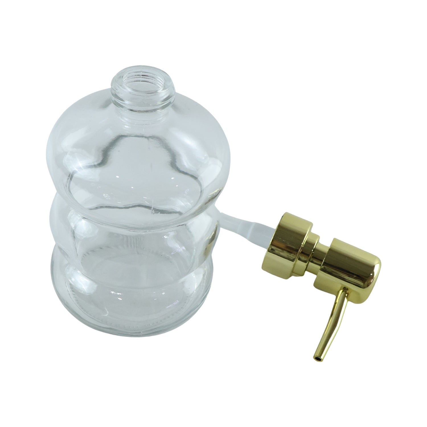 Transparent Glass Liquid Soap Dispenser Bottle With Gold Pump (1 Pc)