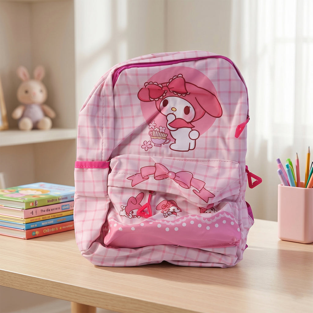 Cute Bow And Bunny Design Backpack  (1 Pc 13 Inch)