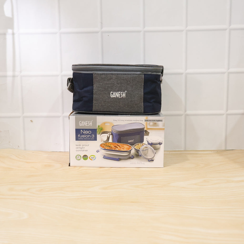 Ganesh Neo Fusion 3 Stainless Steel Lunch Box Set (1 Set)