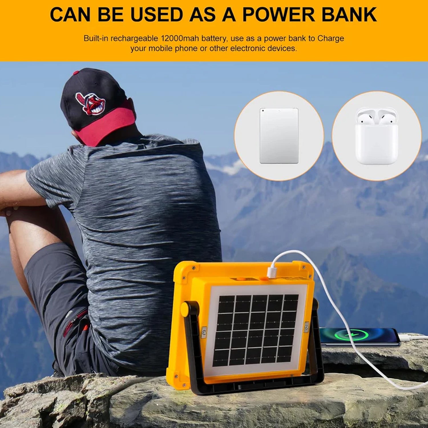 High Power Solar Led Flood Light (1 Pc 12000mah)