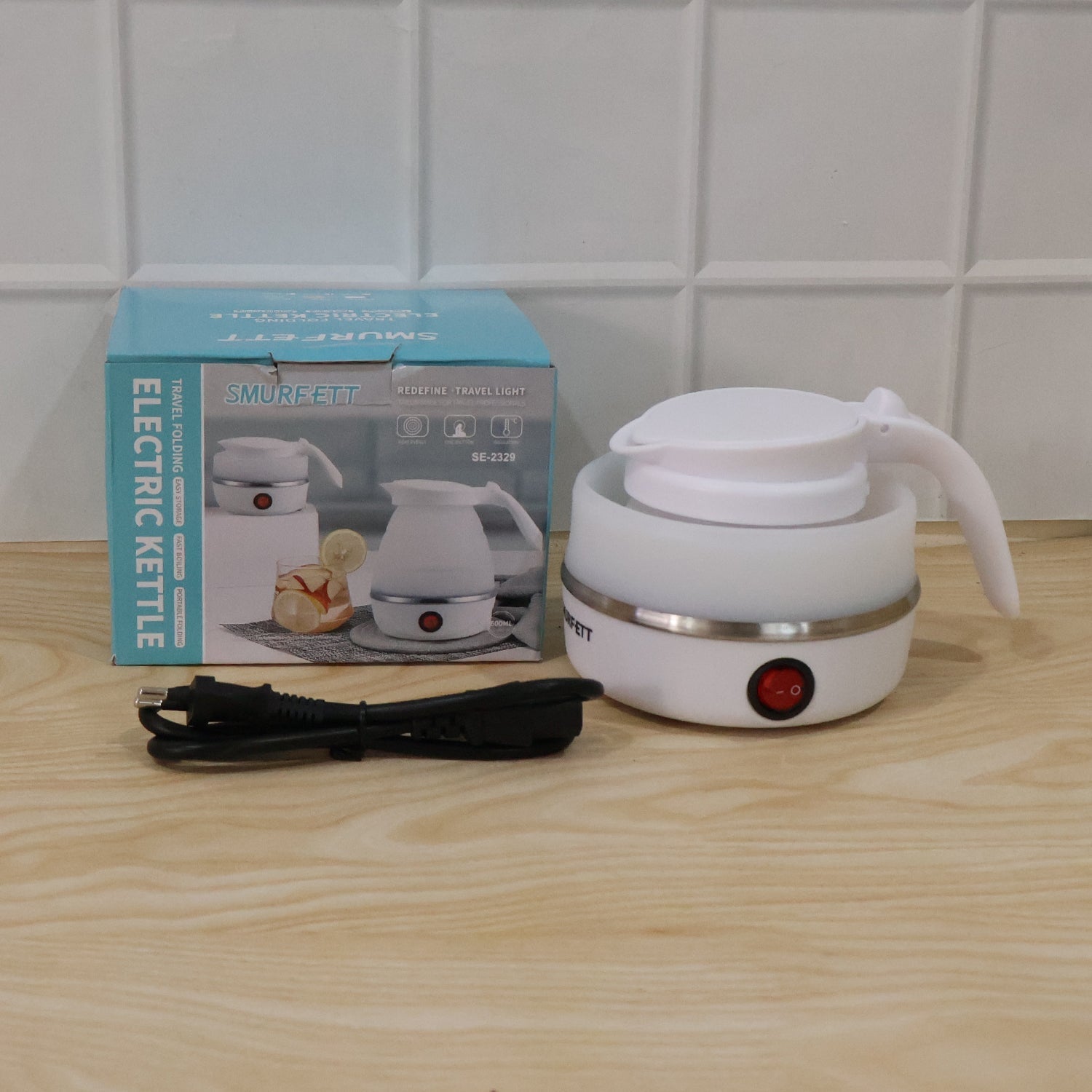 Collapsible Travel Electric Kettle 600ml Foldable Silicone Water Boiler (1 Pc)