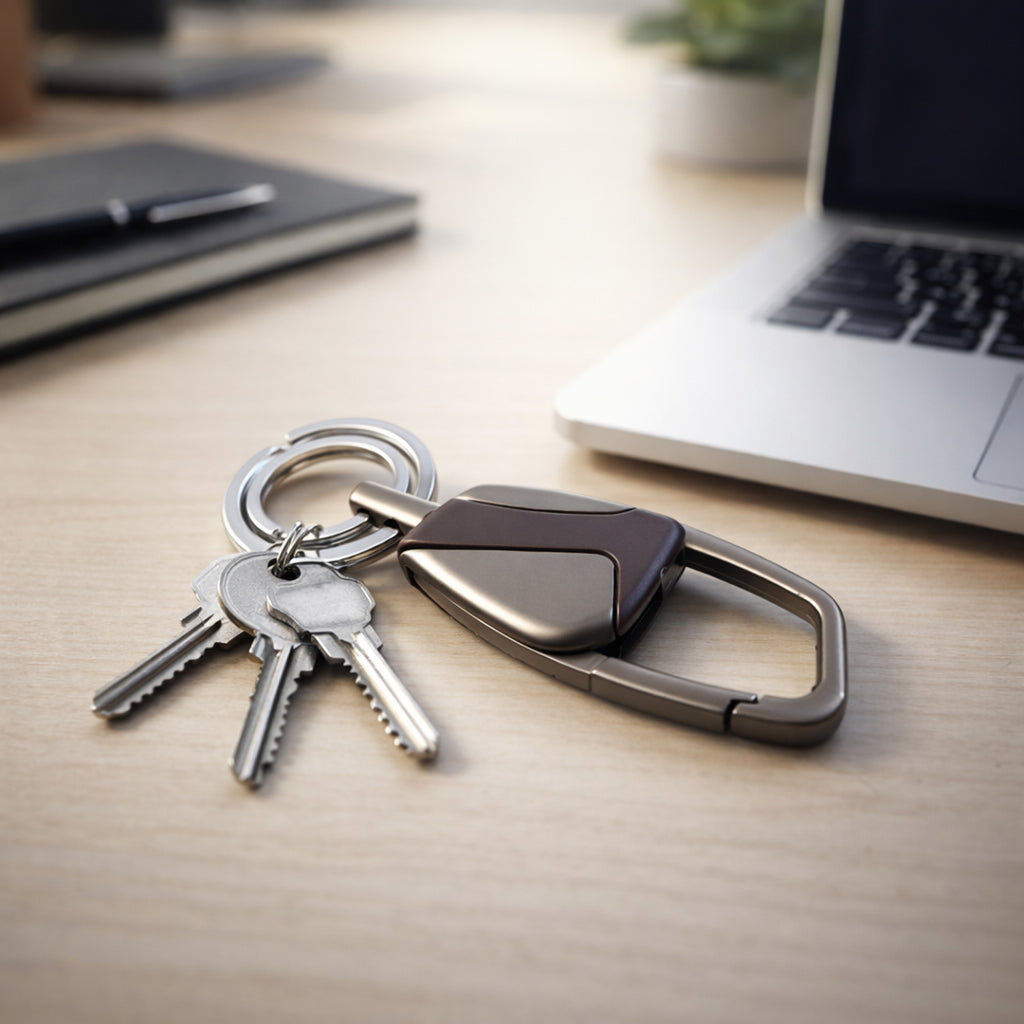 Premium Heavy Duty Metal Key Holder With Locking Carabiner Clip (1 Pc)