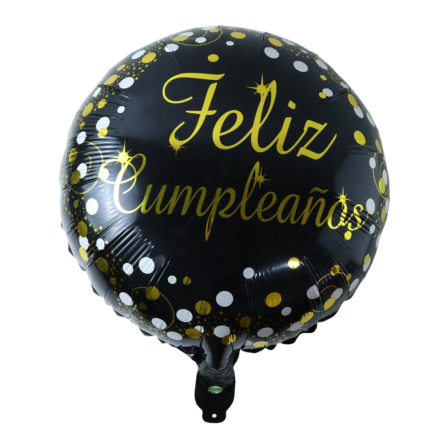 Black Round Feliz Cumpleanos Foil Balloon For Birthday Decor (1 Pc)
