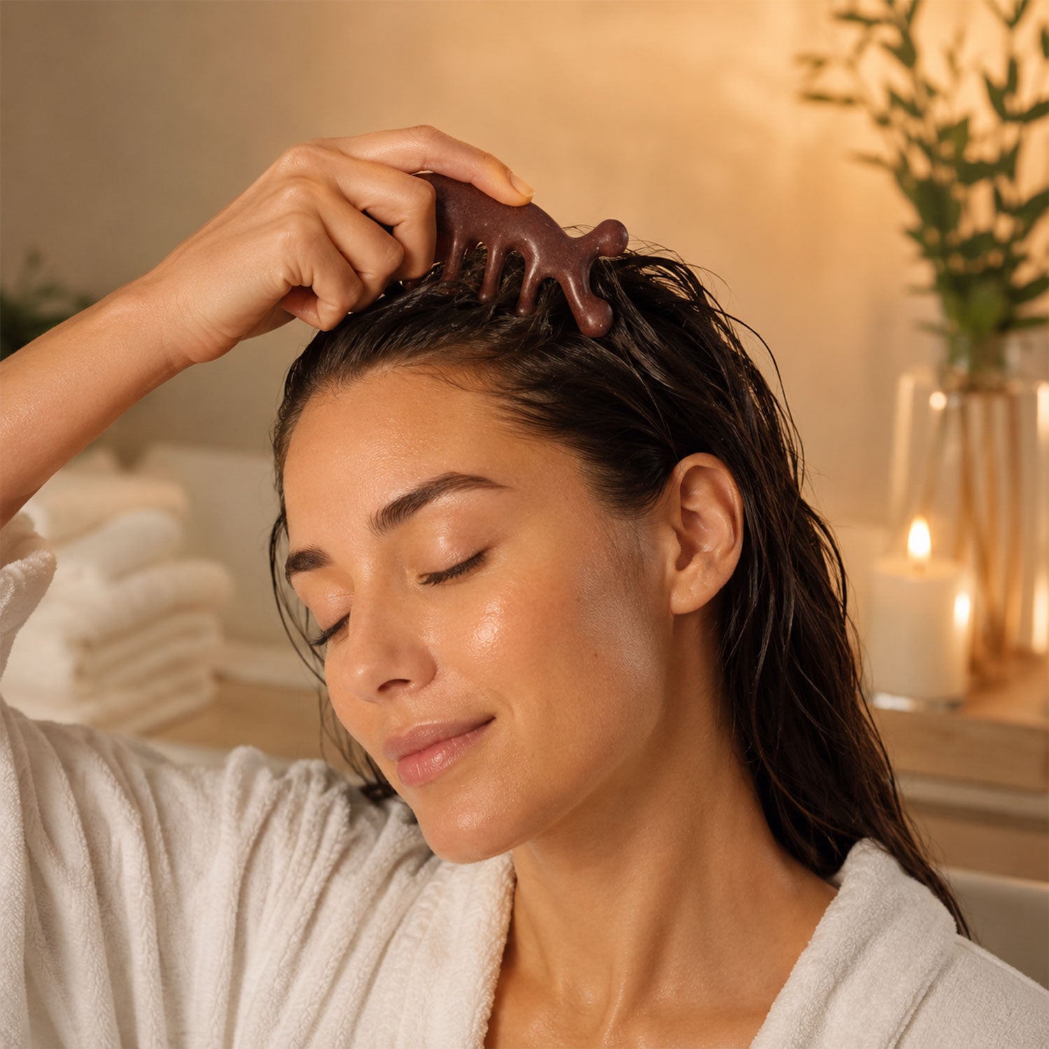 Wooden Scalp Head Massager Comb Manual Acupressure Hair Relaxer (1 Pc)