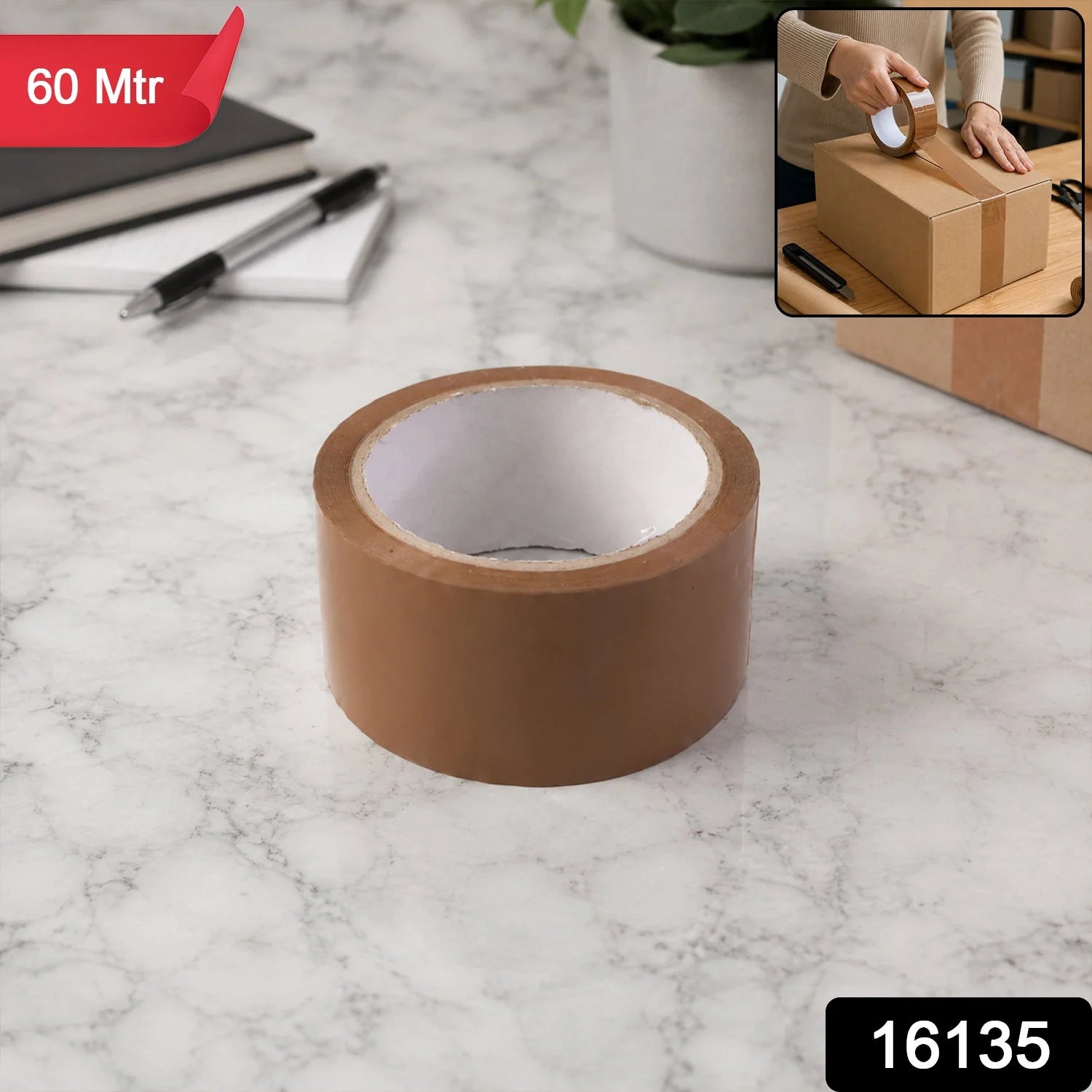 Brown Cello Tape For Box Sealing Packing And Shipping Use (60 Mtr)