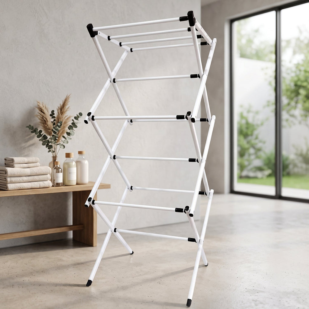 Metal Foldable Clothes Drying Rack 3 Tier Portable Laundry Stand (1 Pc)
