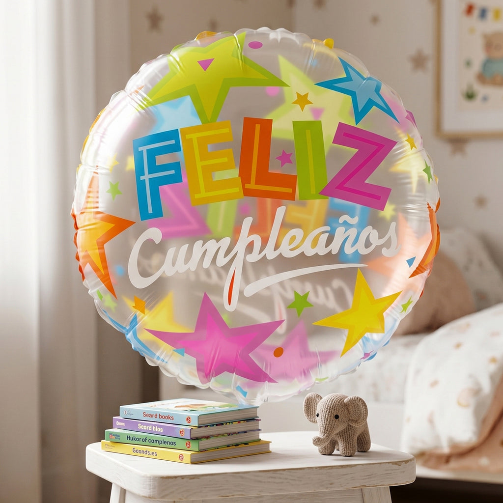 Colorful Feliz Cumpleanos Round Foil Balloon (1 Pc)