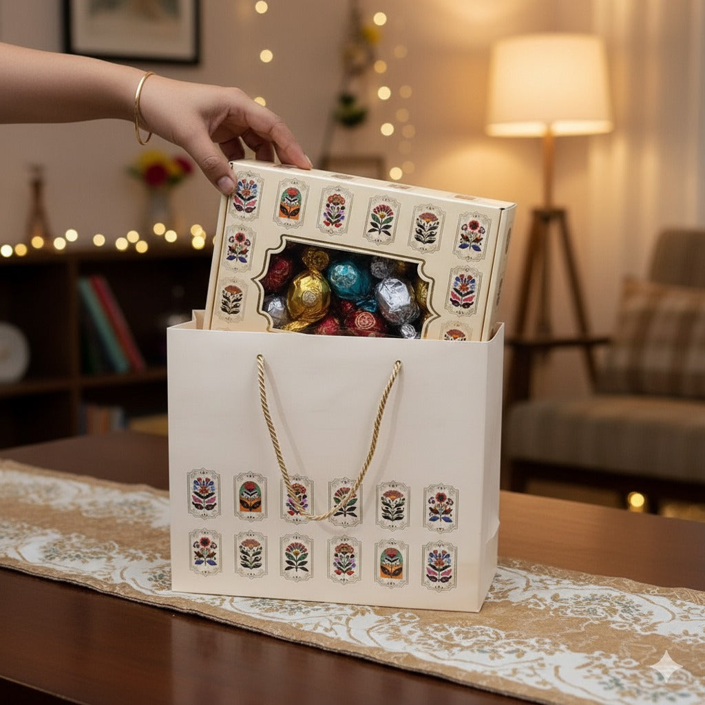 White Gift Hamper Box with Paper Bag Style Cover – Premium Packaging for Gifting & Hampers - Image 5