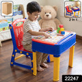 2 In 1 Plastic Kids Study Table And Chair Set With Learning Board (2 Pc Set)
