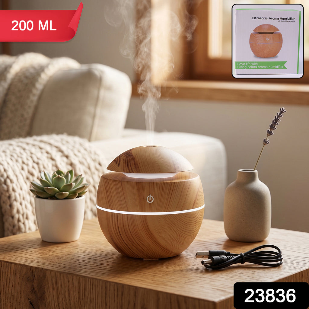 Ultrasonic Aroma Diffuser Humidifier 200ml With Led Light For Home Office (1 Pc)