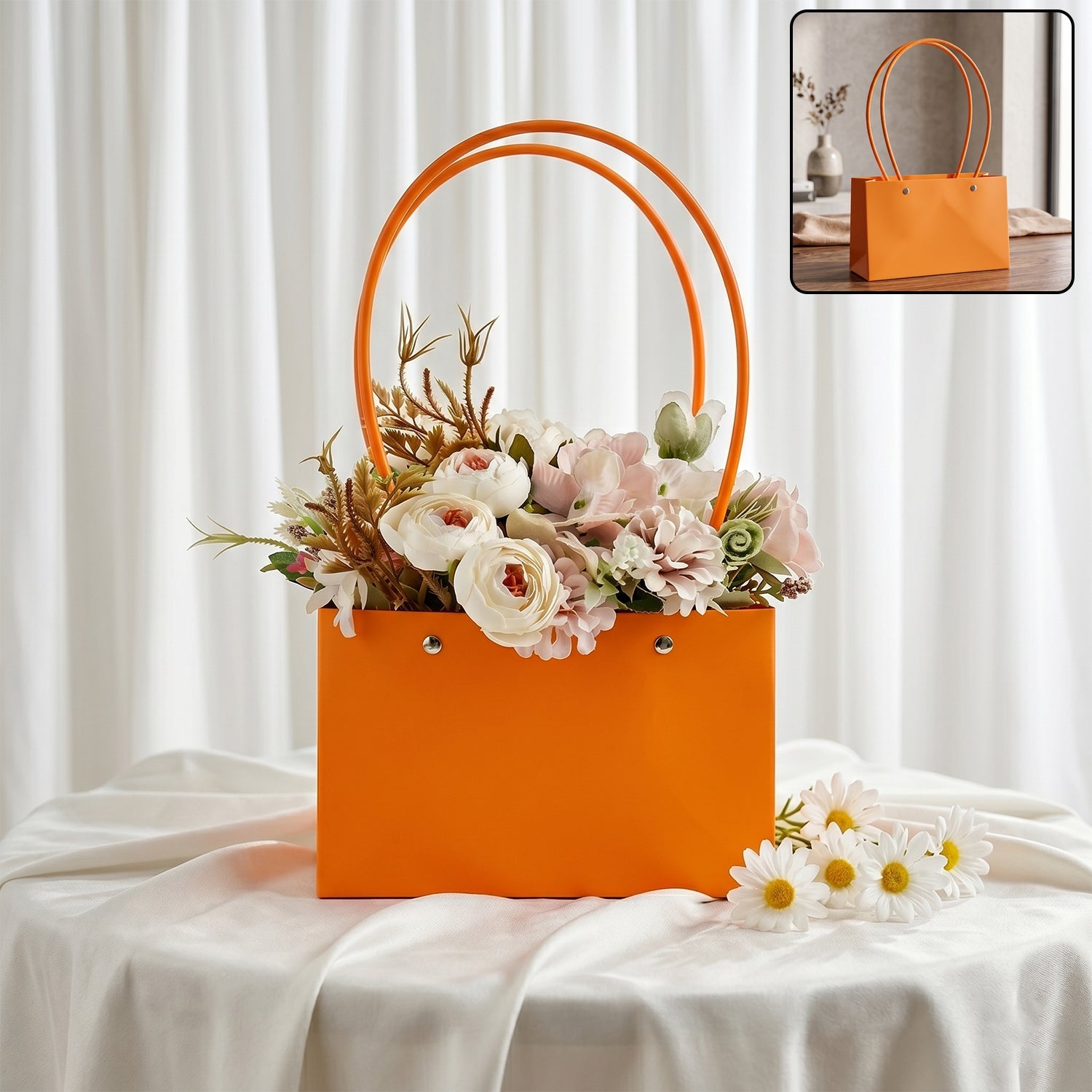 Stylish Foldable Flower Packaging Bag With Handle For Bouquet And Gifting (1 Pc)