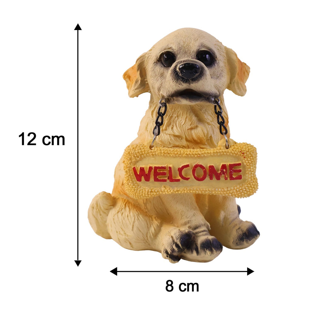Cute Welcome Dog Statue Decorative Showpiece Resin Figurine For Home Decor (1 Pc)